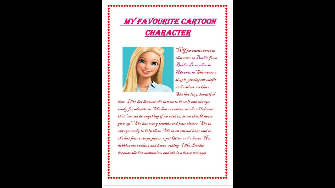 My Favorite Cartoon Character Barbie/ lines on my favorite cartoon  character Barbie - YouTube
