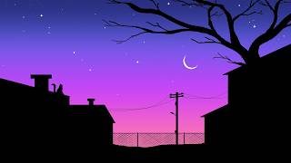 Cat on the rooftop moonlight scenery drawing in ms paint | ms paint drawing | ms paint | ms painting