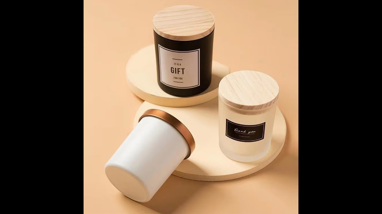 Luxury Custom Matte Black Candle Jar With Lid Empty Glass Vessel Candle ...