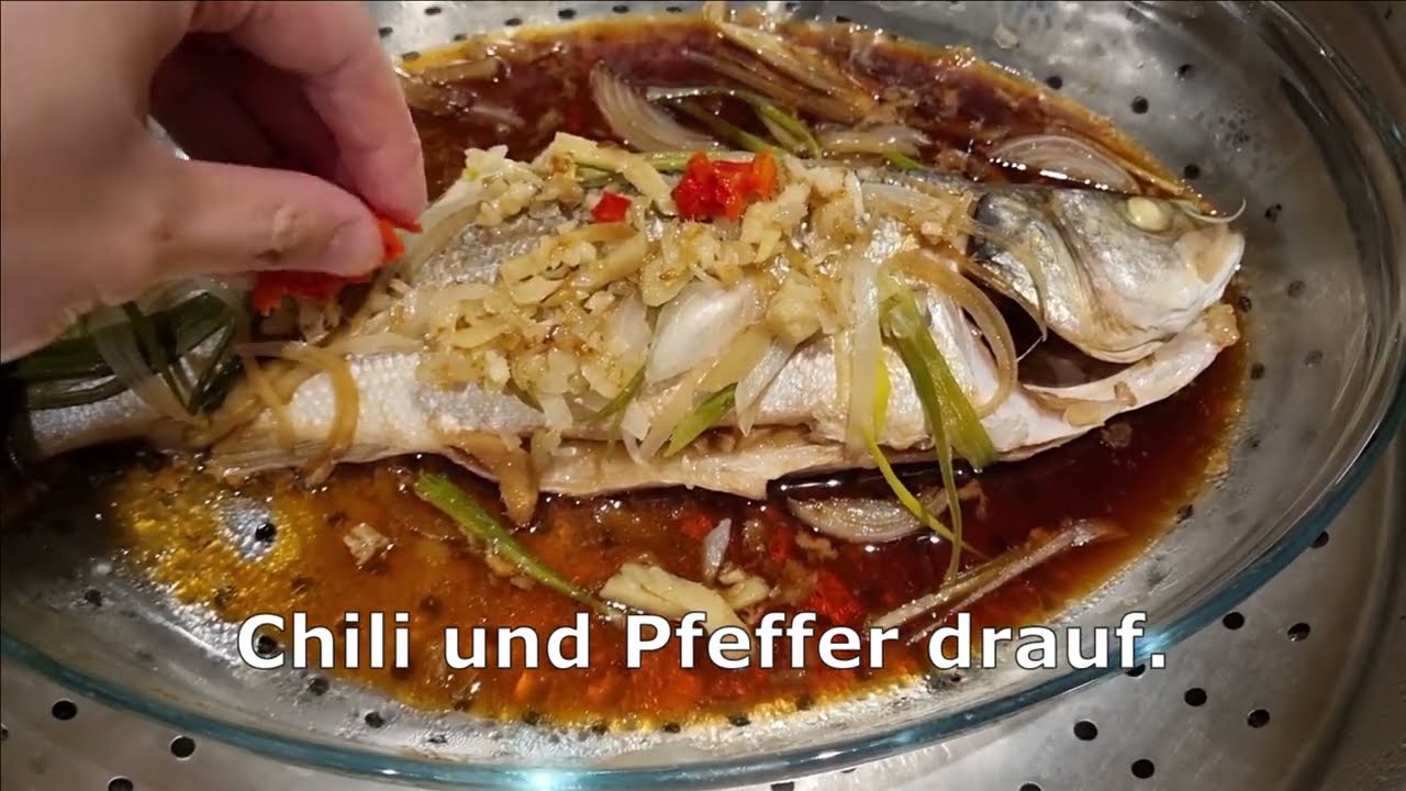 Gedämpfter Fisch mit Sojasoße und Ingwer nach Hong Konger Art - YouTube Gedämpfter Fisch mit Sojasoße und Ingwer nach Hong Konger Art - YouTube