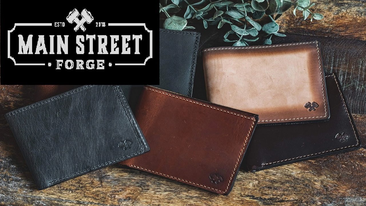 Main Street Forge Bifold Leather Wallet for Men | Made in USA | Mens Bifold Wallets | American Made | Tobacco Snakebite Brown