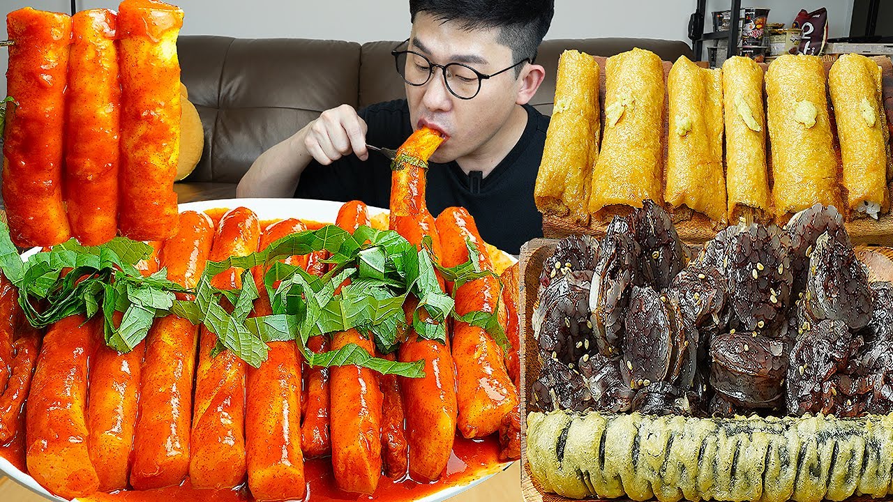 ASMR MUKBANGㅣSpicy tteokbokki & fried tofu riceㅣEATING SHOW