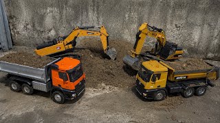 RC CONSTRUCTION REALISTIC! SANY EXCAVATOR & HUINA EXCAVATOR – SOIL LOADING ACTION INTO DUMP TRUCKS!