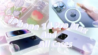  iPhone 14 Pro Max 💜 Unboxing 🫧 All of my aesthetic cases✨cheap but cute cases🍡apple cases💖