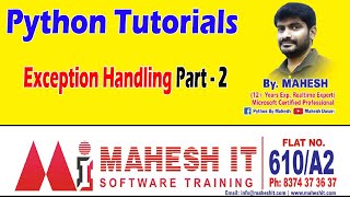 Python Tutorials || Python Online Training || Exception Handling Part -  1 || By Mahesh