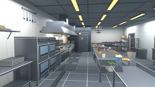 Low Poly Restaurant Kitchen Scene | Walkthrough