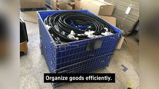 Foldable wire mesh container with PP hollow sheet for heavy small parts storage
