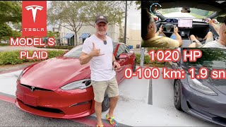 Tesla Model S Plaid & 1020 hp 0-100 KM : 1.9 sn Test ettik