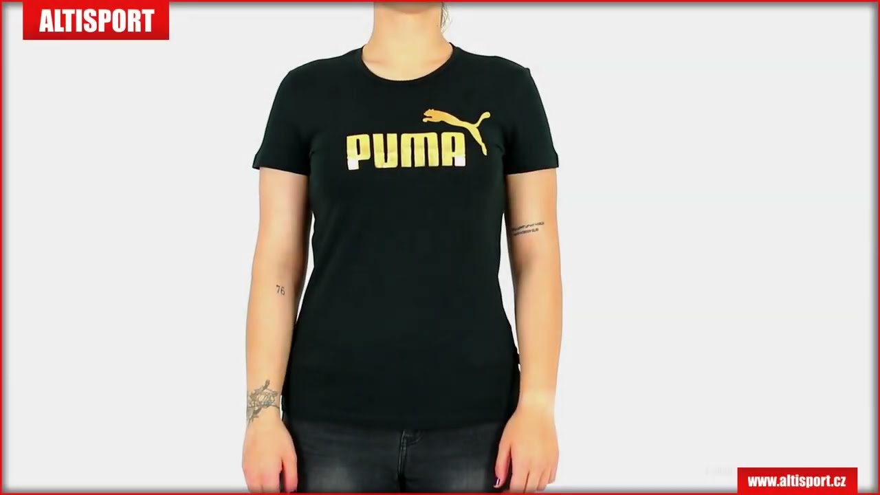 Dámské triko PUMA ESS+ METALLIC LOGO TEE 848303 01 BLACKGOLD