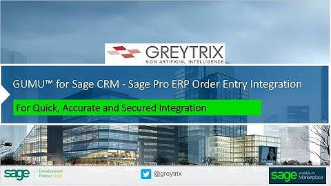 GUMU™ Sage Pro ERP Integration with Sage CRM - Configuration