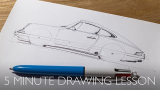 5 minute Drawing Lesson  How to draw a Porsche 911