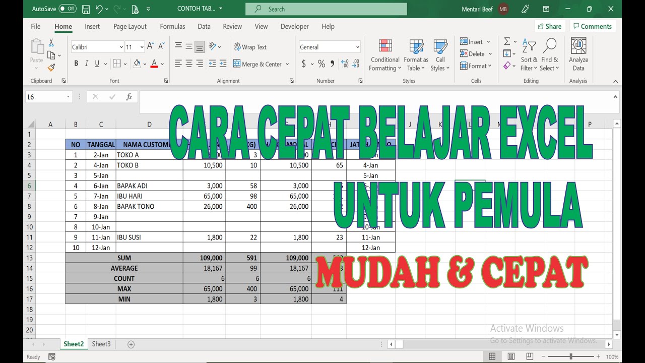Cara Cepat belajar Excel dari Nol untuk Pemula Episode 1 - YouTube