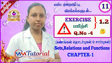 TN 11th Maths|Chapter-1|EXERCISE(பயிற்சி)-1.2 Q.no :4|Malar Maths Tutorial