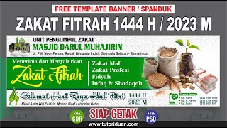 Cara Mudah Desain Spanduk Zakat 1444 H 2023 M di CorelDraw Photoshop (Free CDR PSD) - Banner Design