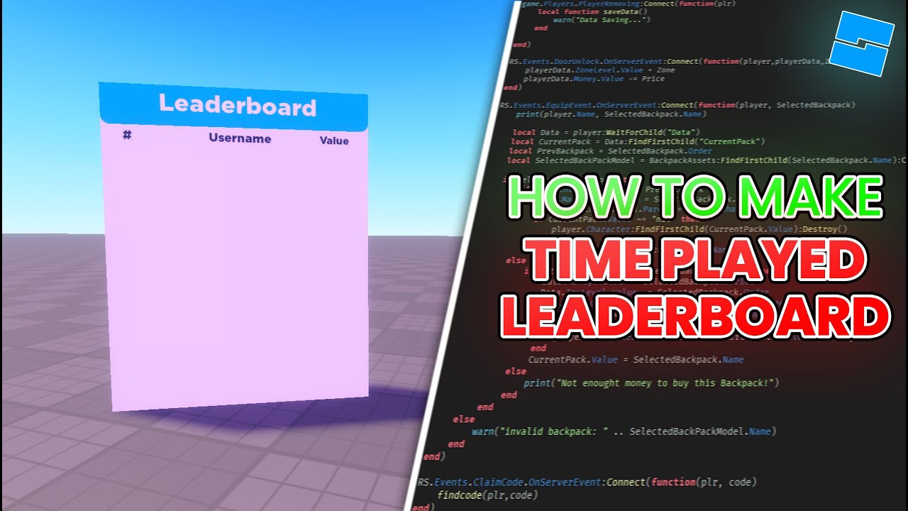 How To Make A Time Played Minute Leaderboard Roblox Studio Youtube - roblox old leaderboard