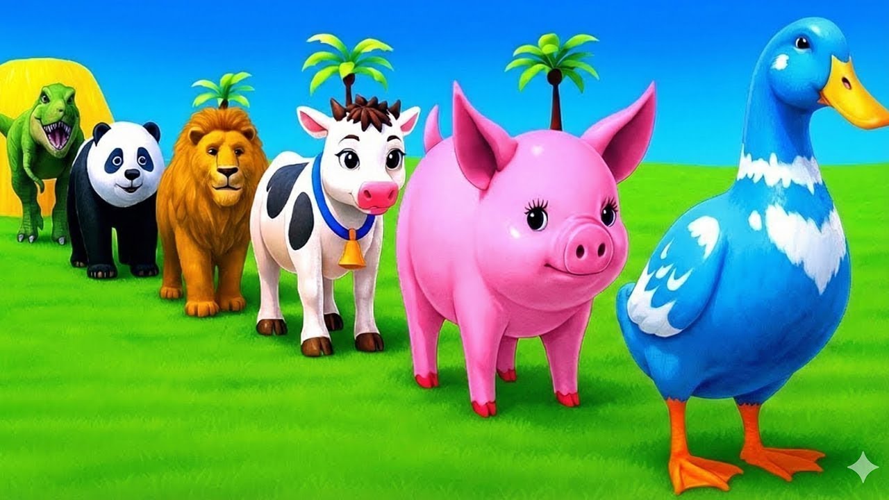 Long Slide Game With Cow Elephant Gorilla Hippopotamus Tiger 3d Animal Game Funny 3d Animals