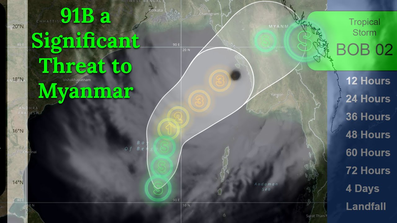 Tropical Storm 91B a significant threat to Myanmar - Update 1 - YouTube