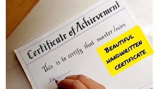 How To Write Certificate Of Achievement Beautiful Handwritten Certificate Neat Handwriting