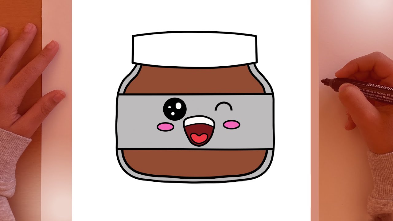 Como Desenhar um pote de nutella kawaii