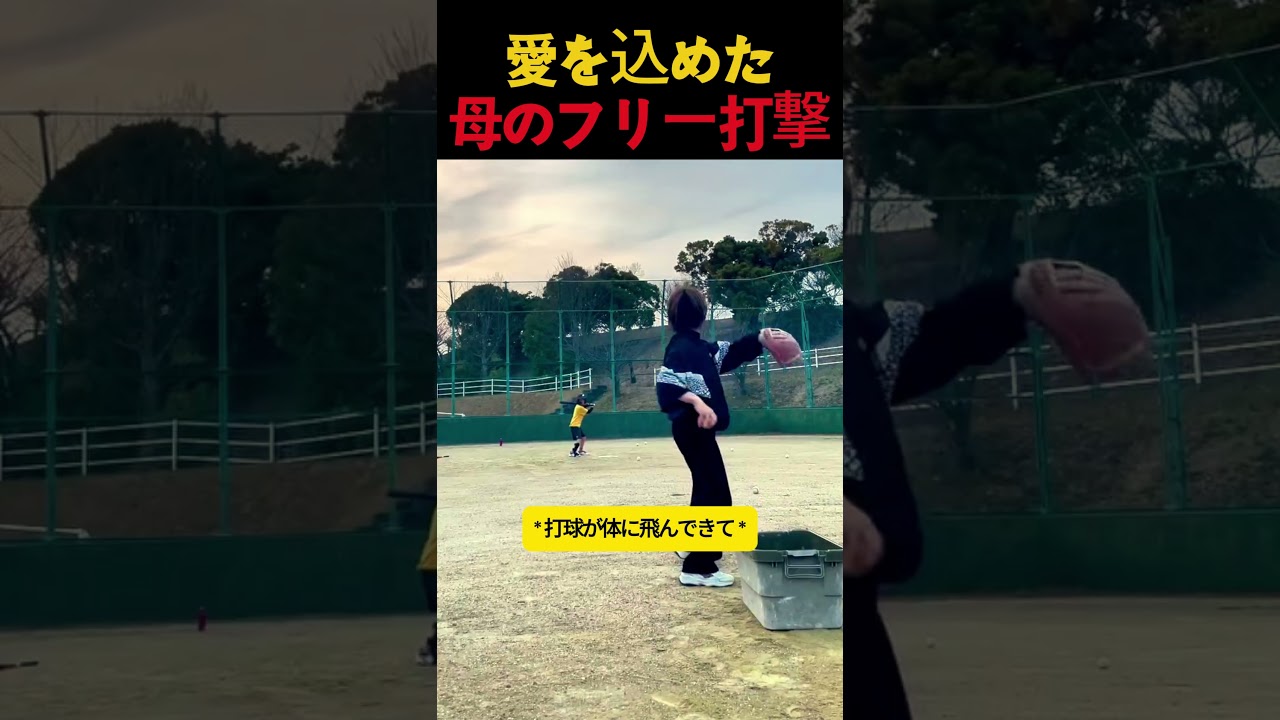 愛を込めた 母のフリー打撃 #野球