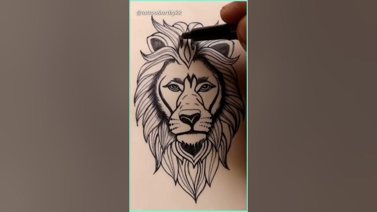 New lion face tattoo. - YouTube