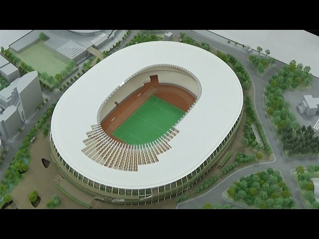 東京2020オリンピックスタジアム模型 新国立競技場の模型完成…聖火台はまだ リオで展示へ - YouTube
