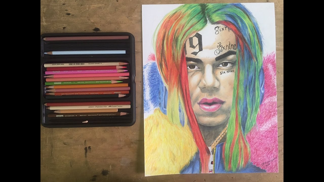 tekashi 69 6ix 9ine, tekashi69, drawing tekashi 69 6ix 9ine time laps...