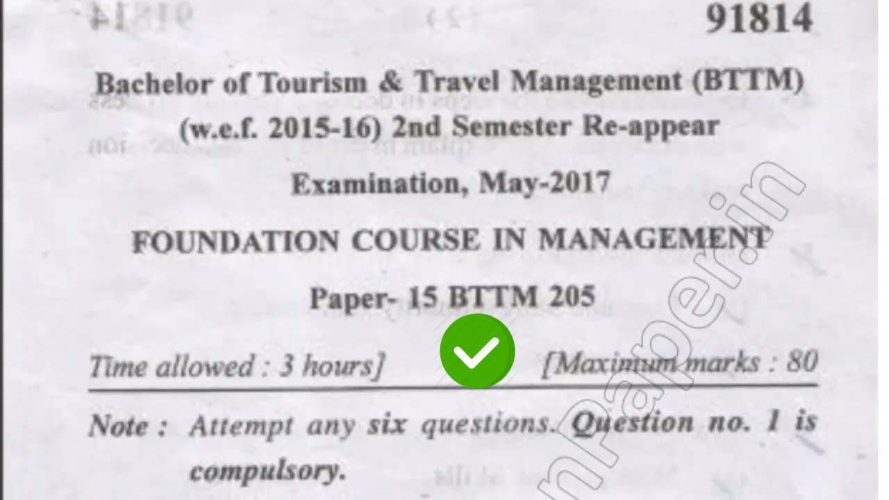 2017 Mdu BTTM 2nd Sem Foundation Course in Management Question Paper ...