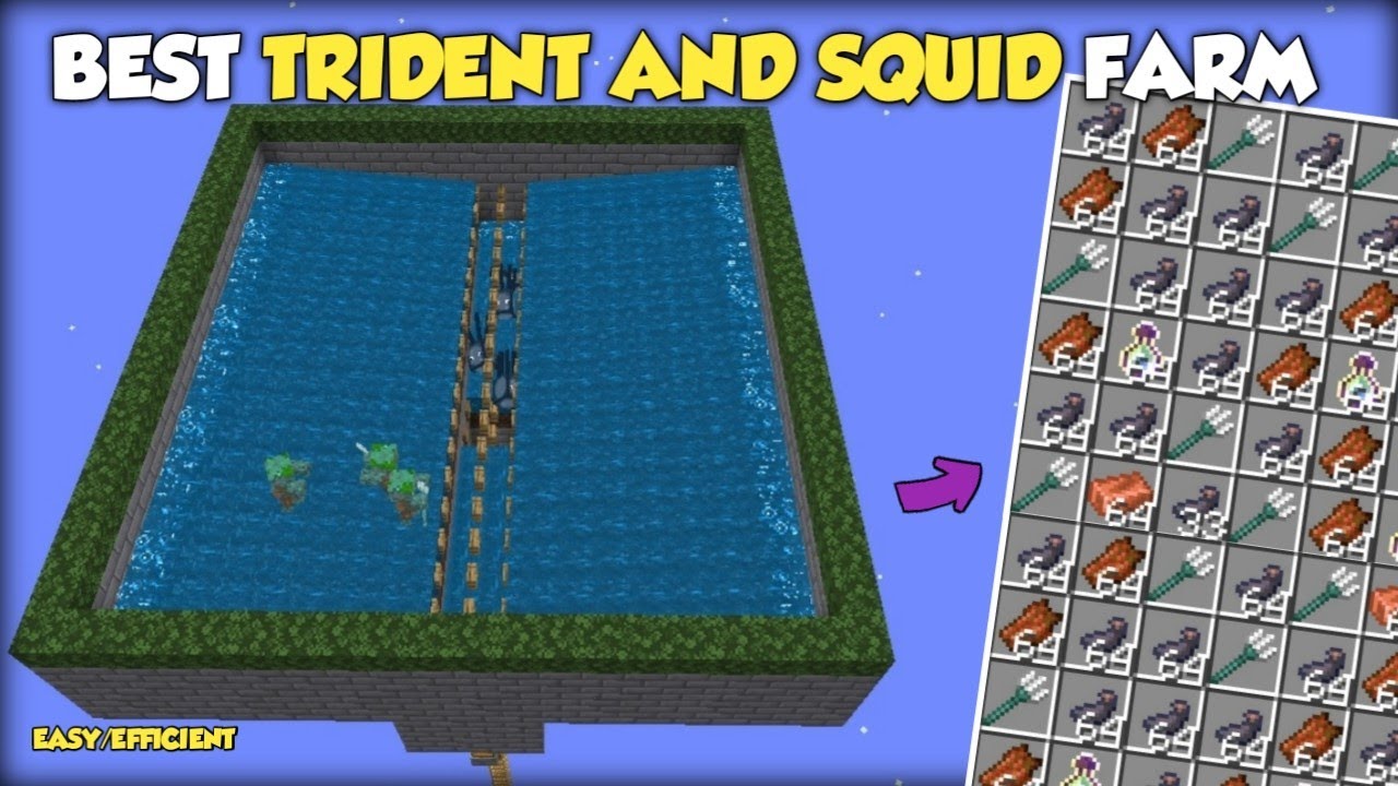 Best 1.19 Trident And Squid Farm In Minecraft Bedrock (MCPE,Windows ,Xbox,Switch,PS,PC)