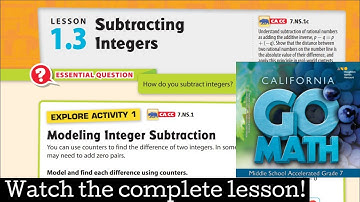 Lesson 1.3 Subtracting Integers