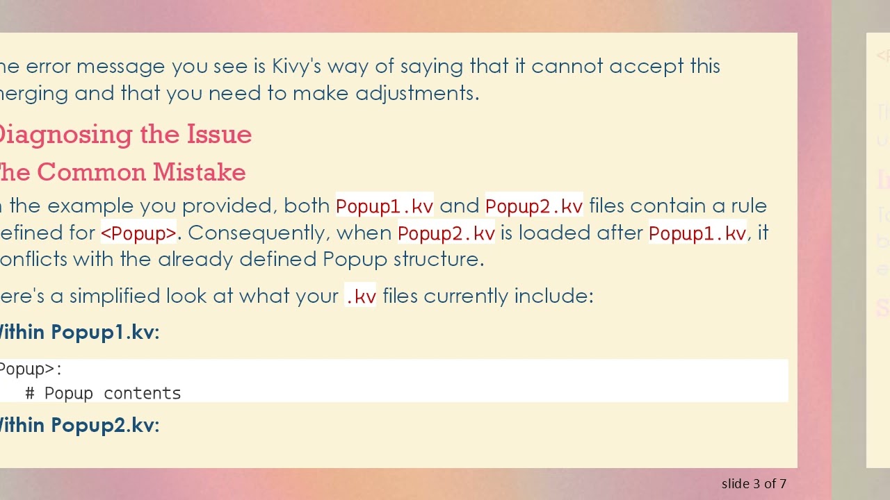Solving the Popup can have only one widget as content Error in Kivy