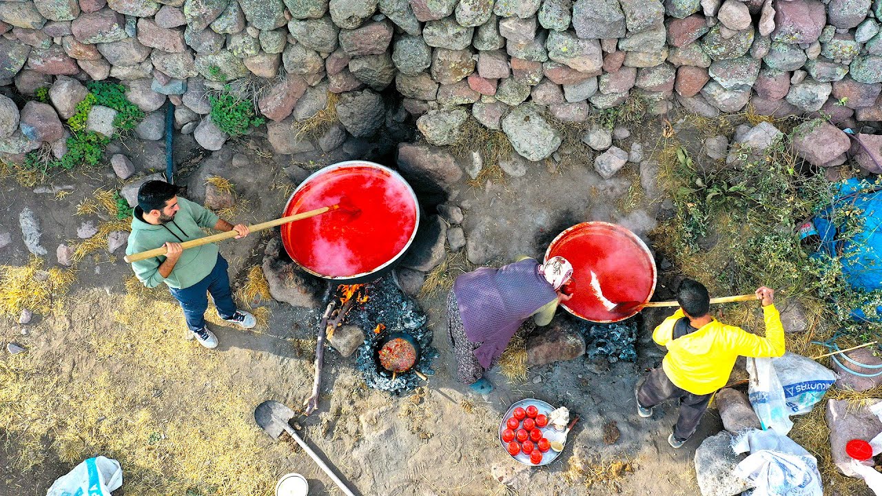 Мы приготовили зимнюю томатную пасту на плато — Деревенская жизнь в горах