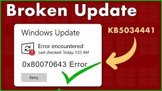 Windows Update KB5034441 Fails ✔️ Fix Error Code 0x80070643