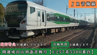 本日はＪＲ青梅線に臨時特急 開運成田山初詣青梅号を撮影しにやって来ました…青梅特快も通過して行きます…