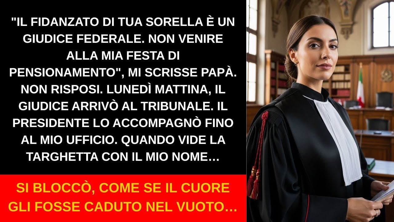 Mio padre ha compiuto sessant'anni e mi ha chiamata per dirmi una cosa che non dimenticherò mai. "Non venire alla festa", ha detto. "Il fidanzato di tua sorella Valentina è un giudice importante,...