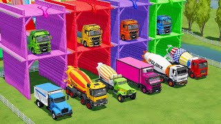 TRASPORTO DI CAMION CON RIMORCHIO A DOPPIO PIANALE, CAMION CON MISCELA MACK COLORATO, MAN, SCANIA... screenshot 1