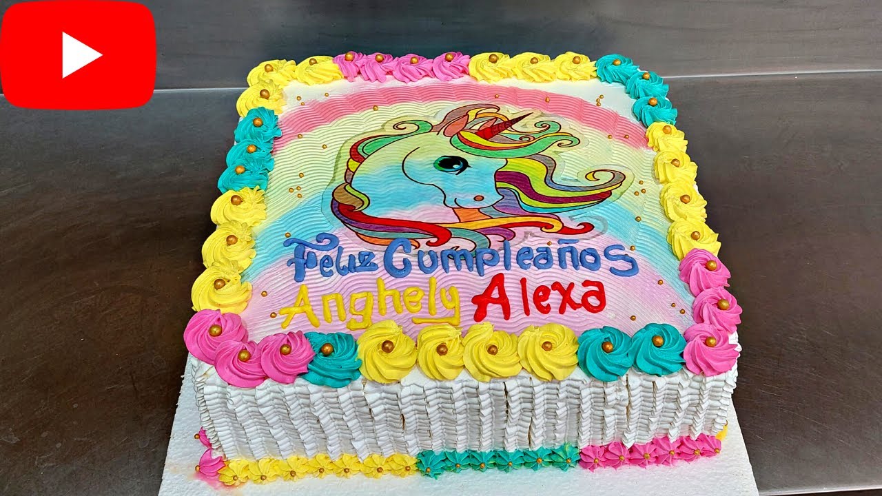 pastel de unicorneo ?|| TORTA de unicorneo para niña || pastel cuadrado de  cumpleaños - YouTube