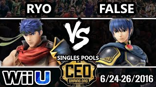 CEO 2016 Smash 4 - #THE False (Marth, Ryu) Vs. MVG | Ryo (Ike) SSB4 Tournament - Smash Wii U