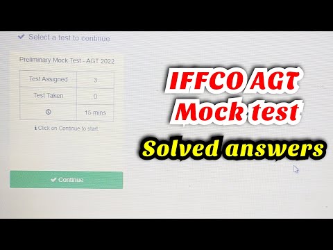 IFFCO AGT online mock test solved answers | IFFCO AGT 2022