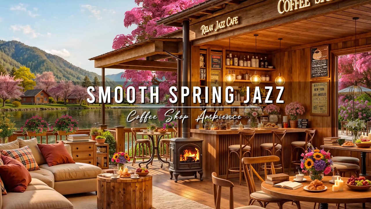 Smooth Spring Jazz Music to Study 🌸 Cozy Coffee Shop Ambience with ...