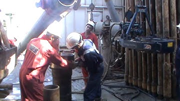 Power Tong Guys Running Casing Tool on the Oil & Gas Drilling Rig - Part 08