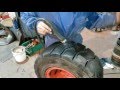 Re grooving big forklift tires (Siping)