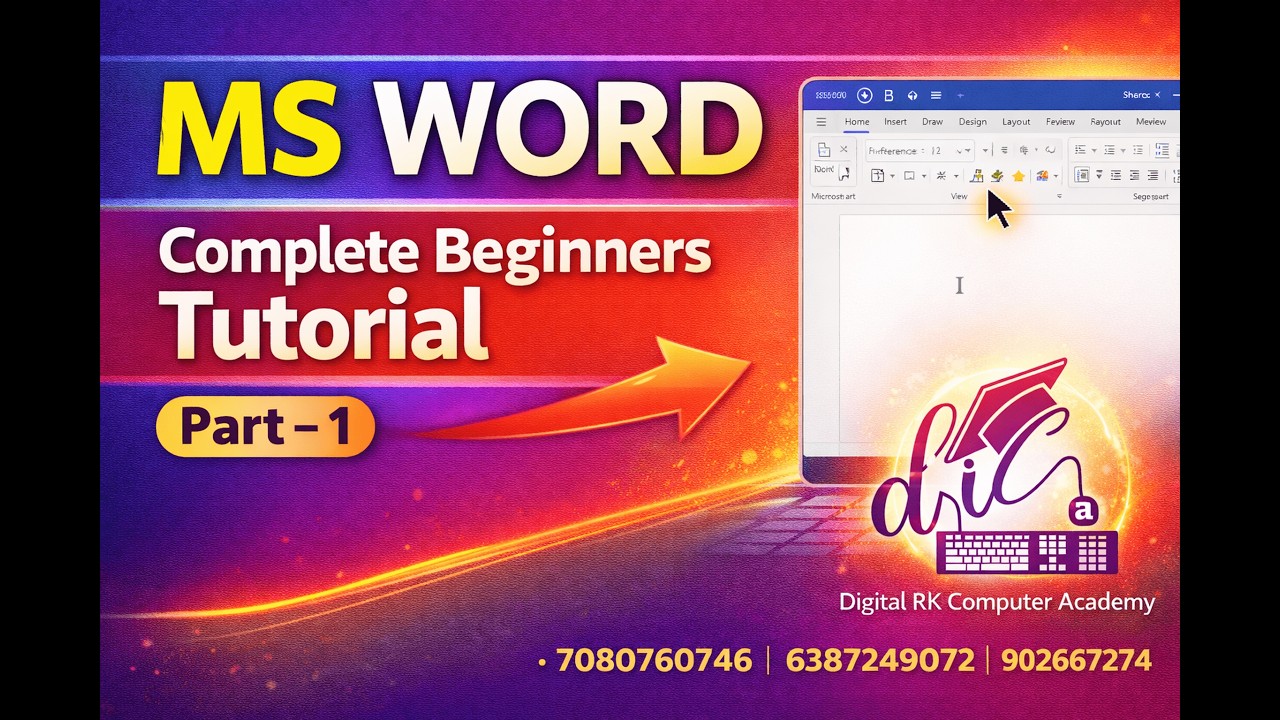 MS Word Tutorial for Beginners | MS Word Basic Introduction | Part – 1 ...