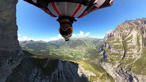 Geraldine Fasnacht is flying with her wingsuit the...