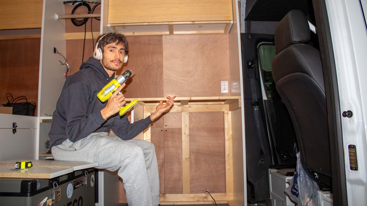 Kitchen Cabinet Framing in My Van Conversion Build - YouTube