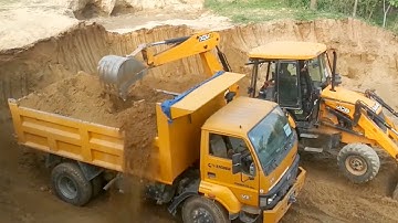 JCB Backhoe-Skillful JCB Operator-Loading Dump Truck-JCB 3Dx Video
