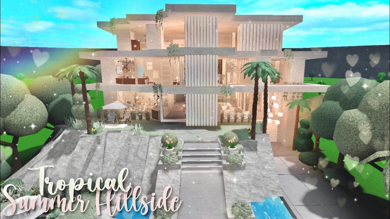 Tropical Summer Family House || Tour + Build || Bloxburg - YouTube