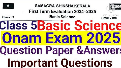 Class 5 Basic Science Onam Exam 2025 model question paper answers|class 5 bs onam exam 2025 importan