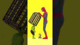 Hulk Spiderman Cage Trapping Battle 😁😂 | Funny 3D Animation For Superhero's fans #shorts