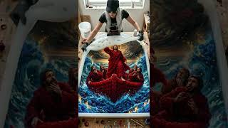 Stunning Jesus Calming The Storm Made With Epoxy Red Rose Epoxy Resin Wall Art Diy Resin Pour